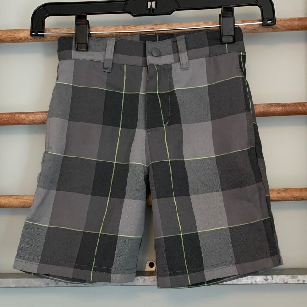 Under Armour Kids Plaid Shorts - Gray and Green